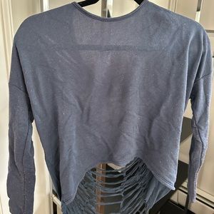 Blue long sleeve cutout back shirt